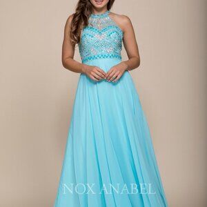 Halter Neck A-Line Shape Sequin Prom Dress NX8286